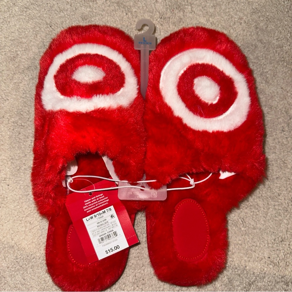 Target Red and White Fuzzy Slippers